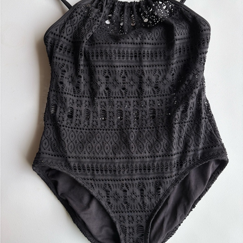 Black Lace One-Piece Swimsuit